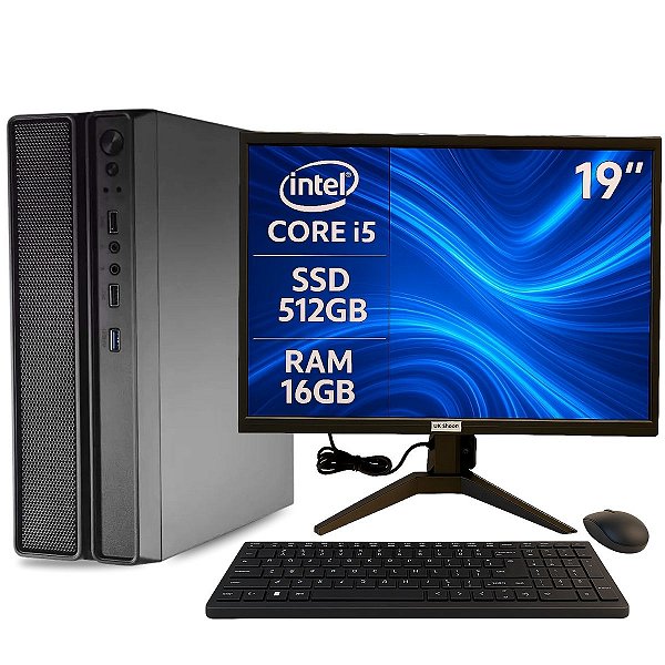 PC Slim Completo MultiPC I5 16GB SSD 512GB Windows 11 Pro Ideal para Casa ou Escritório