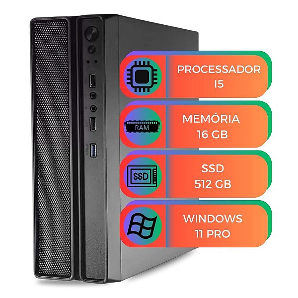 Computador PC Slim i5 3ª Geração 16 GB SSD 512 GB Win 11 Pro