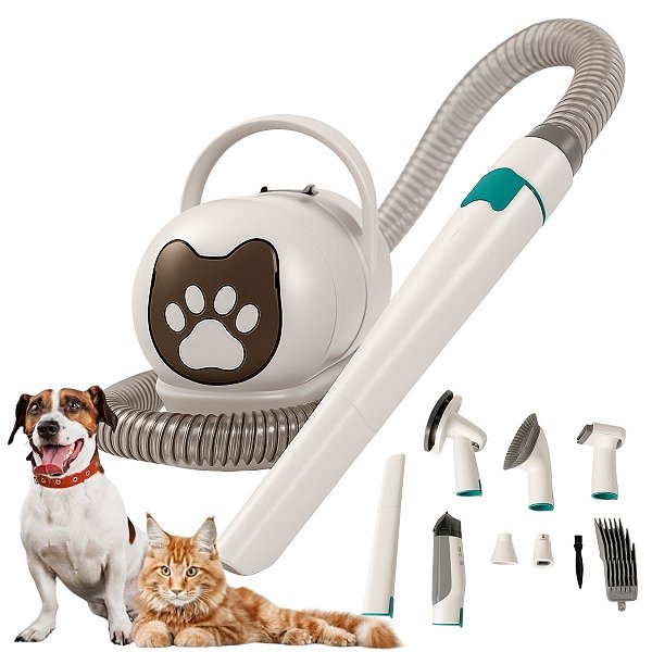 Máquina De Tosa Para Pets Cães e Gatos 7 Em 1 Com Aspirador
