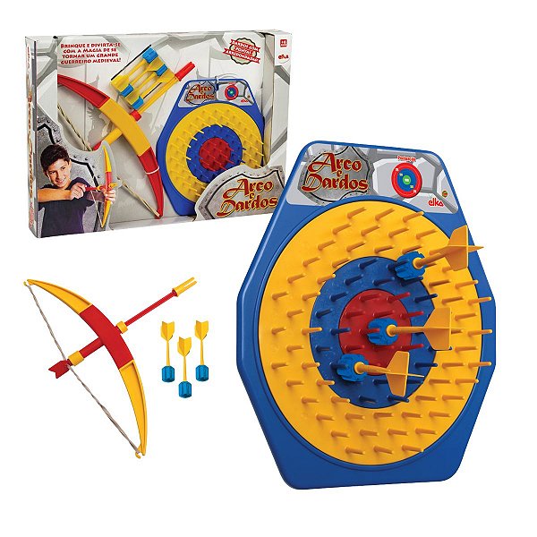 Jogo Acerte o Alvo Infantil Elka com Arco e 4 Dardos para Brincar e Treinar Mira