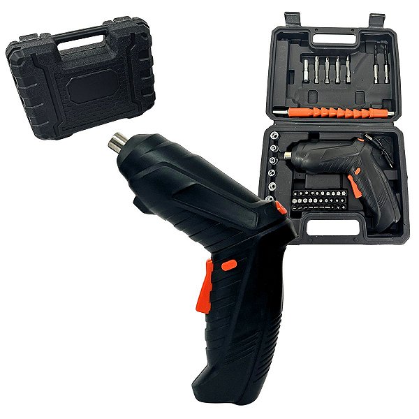 Parafusadeira e Furadeira Sem Fio 47 Peças Recarregável Maleta Completa Urbantek