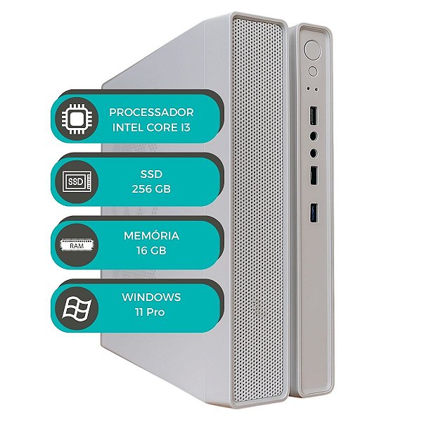 Computador Slim Branco MultiPC Intel i3 6ª Geração 16GB SSD 256GB Windows 11 Compacto