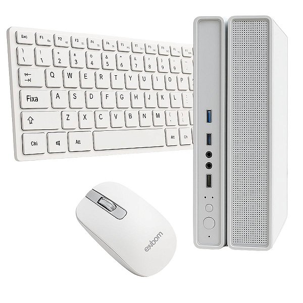 Computador Completo MultiPc SlimDesk Branco i3 6ª Geração 8GB SSD 512GB  + Kit Office Sem Fio