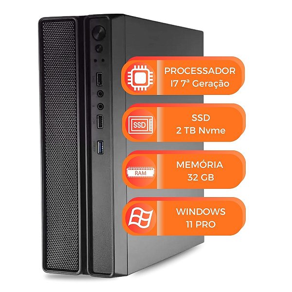 Computador Slim MultiPC I7 7ª Geração RAM 32GB SSD 2TB NVMe Windows 11 Super Rápido