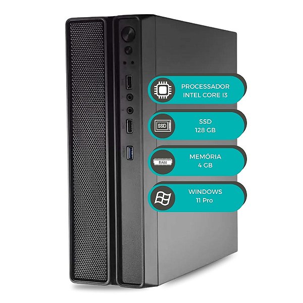 Computador MultiPC Slim i3 6ª Gen 4GB SSD 128GB NVMe Windows 11 Compacto