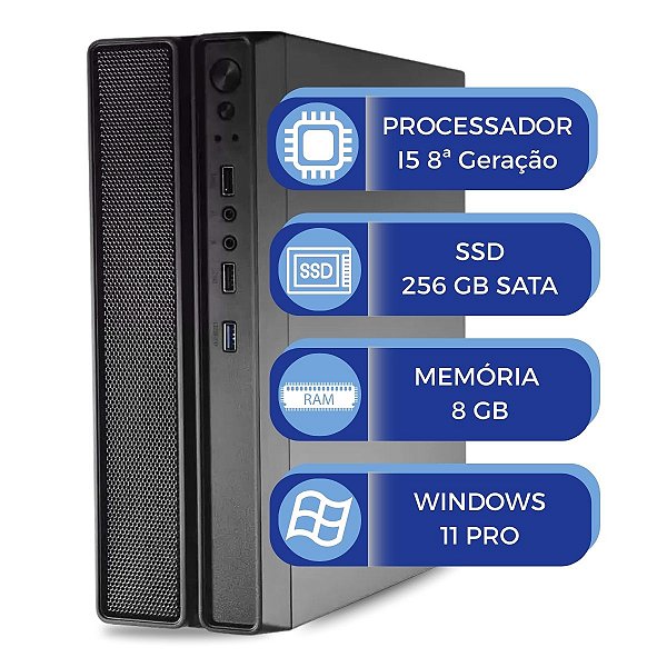 Slim MultiPc Intel i5 8ª Geração 8GB RAM SSD 256GB Windows 11 Computador Ideal para Trabalho