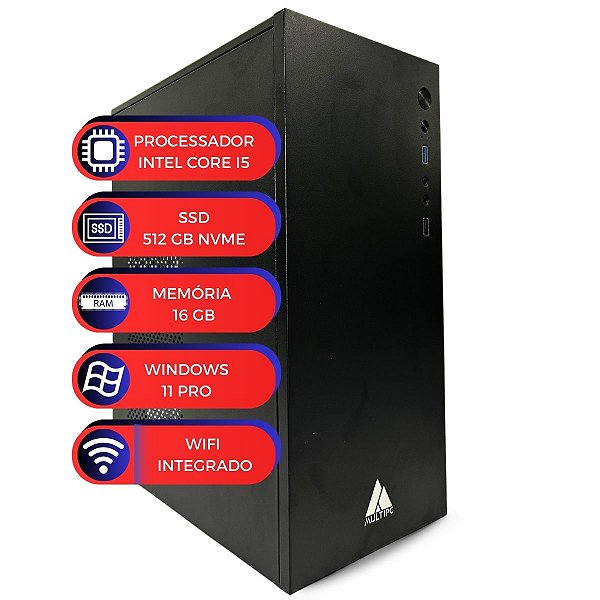 Computador MultiPc Office Intel I5 2ª Geração 16GB SSD 512GB Nvme Windows 11 Pro C/ Adaptador Wi-fi