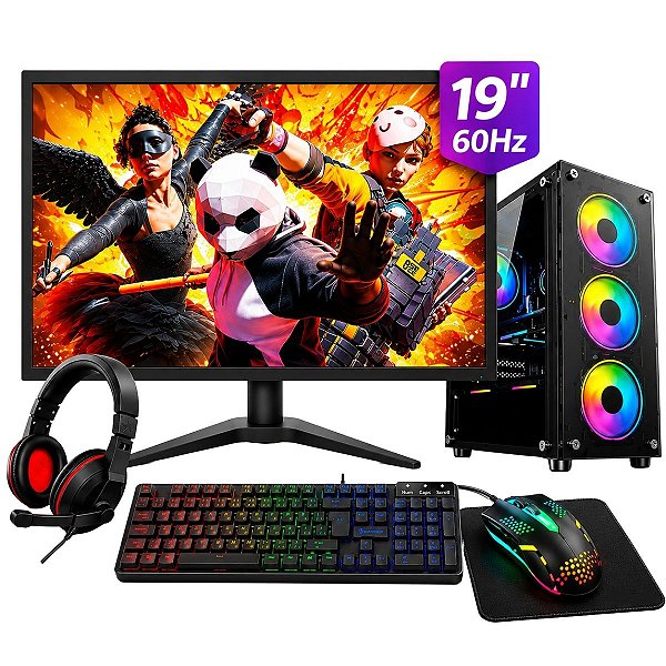 PC Gamer Completo i7 3ª Geração GPU RX580 16GB RAM SSD 256GB Windows 11 TPM 2.0
