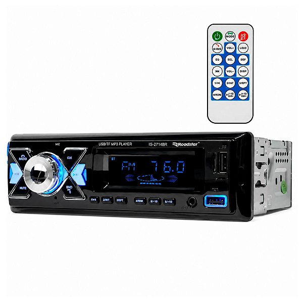 Som Auto Rádio FM Bluetooth USB Micro SD Roadstar Plus