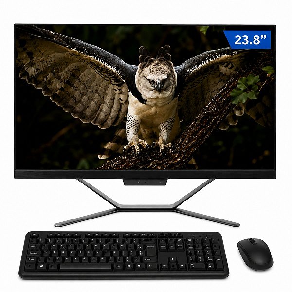 Computador ALL IN ONE 23,8" Celeron N5095 RAM 8GB SSD 240GB Windows 11 + Kit Teclado e Mouse Sem Fio
