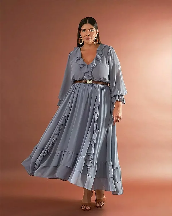 Vestido Midi Boho Babados 2401