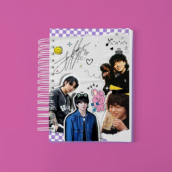 Caderno Capa Dura BTS Integrantes A5 (15x21cm) | Wire-o 96 Folhas | K-pop ARMY BTS Bangtan