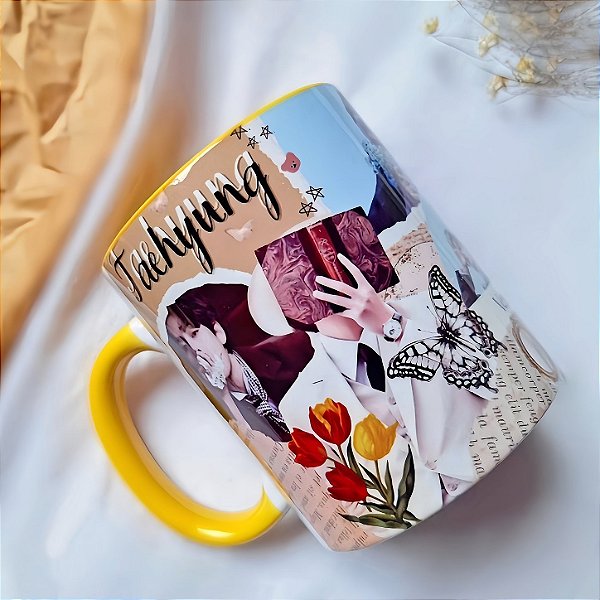 Caneca V BTS Kim Taehyung 325ml em Porcelana | K-pop ARMY | Presente para Fãs