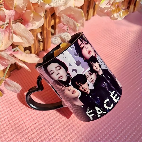 Caneca Jimin FACE BTS 325ml em Porcelana | Park Jimin | K-pop ARMY | Presente para Fãs