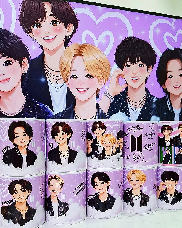 Caneca BTS | Jimin, Jungkook, Taehyung V, Jin, Suga, RM e J-Hope | Porcelana 325ml | K-pop ARMY