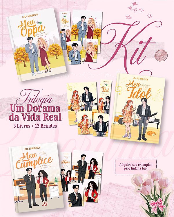Box Kit Trilogia Livros Um Dorama Da Vida Real Completo + 12 Brindes Romances K-Drama Coleção
