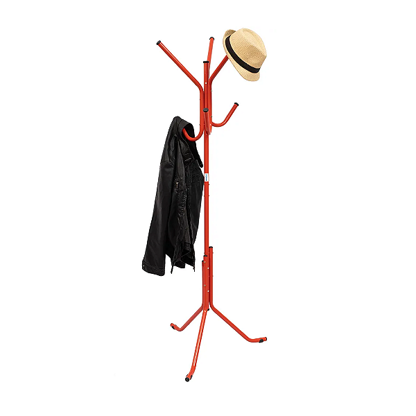 Cabideiro De Chão Pintura Eletrostática Vermelho Brilhante