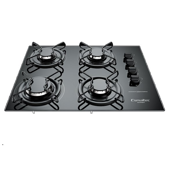 Fogão Cooktop À Gás  Esmaltec Gourmet 4 bocas Preto