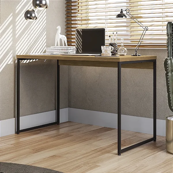 Mesa de Escritório Estilo Industrial Kappesberg Freijó