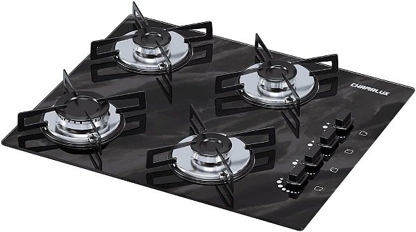 Cooktop 4 Bocas Chamalux Ultra Chama  Mármore Preto
