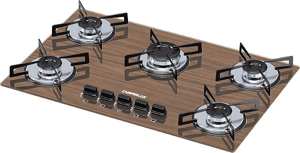 Cooktop 5 Bocas Chamalux Ultra Chama  Amadeirado Escuro