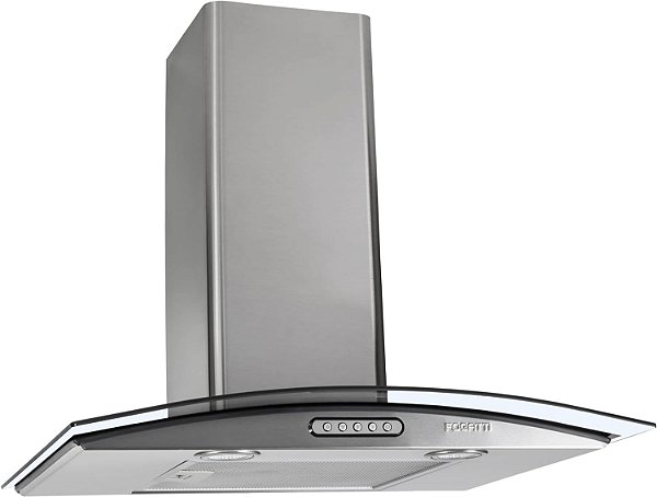 Coifa De Parede Fogatti Vidro Curvo Slim Inox 4 E 5 Bocas 60cm - 127V