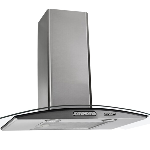 Coifa De Parede Fogatti Vidro Curvo Slim Inox 4 E 5 Bocas 70cm - 127V