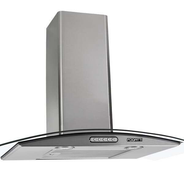 Coifa De Parede Fogatti Vidro Curvo Slim Inox 4 E 6 Bocas 75cm - 220V