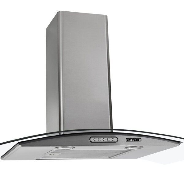 Coifa De Parede Fogatti Vidro Curvo Slim Inox 4 E 6 Bocas 90cm - 220V