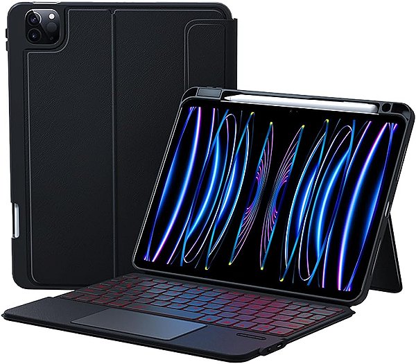 Capa WB Smartfolio e teclado Bluetooth com trackpad para iPad 10ª e 11ª Geração 10.9" com Auto Hibernação Preta