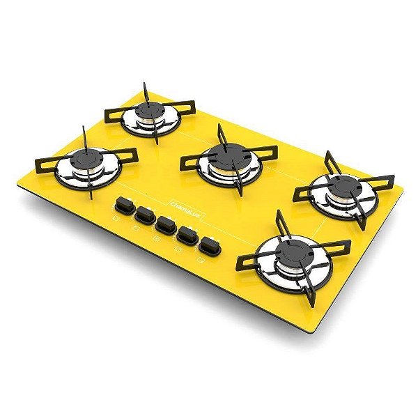 Cooktop 5 Bocas Chamalux ultra Chama Amarelo | Bivolt | Acendimento Automático