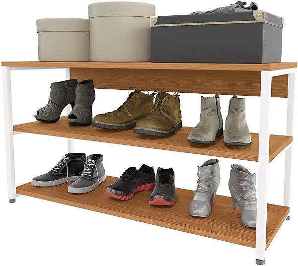 Sapateira Industrial 3 Prateleiras Canela/Branco LI020