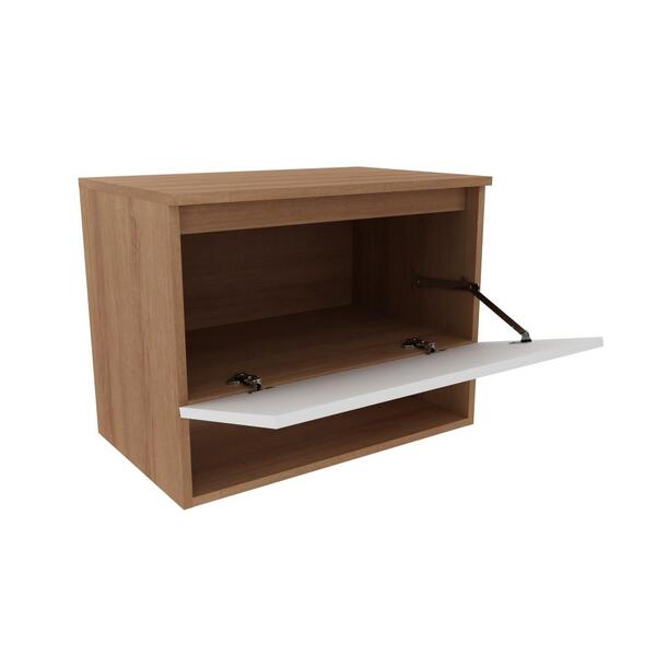 Balcão Gabinete Suspenso para Banheiro Com Prateleira BN3606 Tecnomobili Amêndoa/Branco