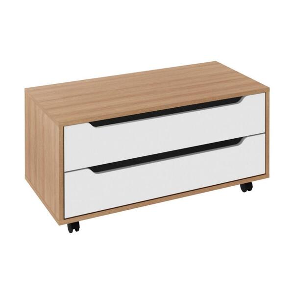 Balcão para Banheiro com 2 Gavetas e Rodízio BN3643 Tecnomobili Amêndoa/Branco