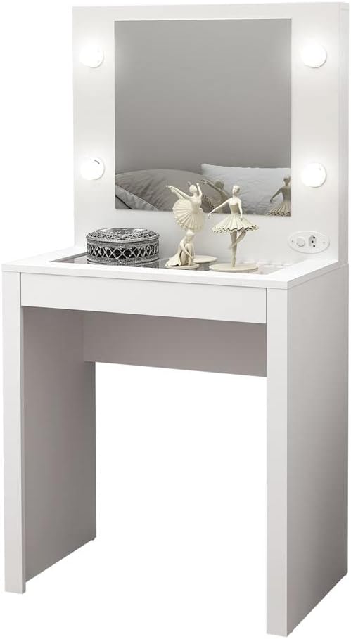 Penteadeira 1 Gaveta Com Espelho Branco Pe2017