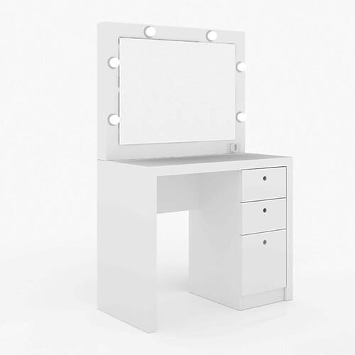 Penteadeira Camarim Com Espelho E Led 3 Gavetas Pe2010 90cm Branco - Tecnomobili