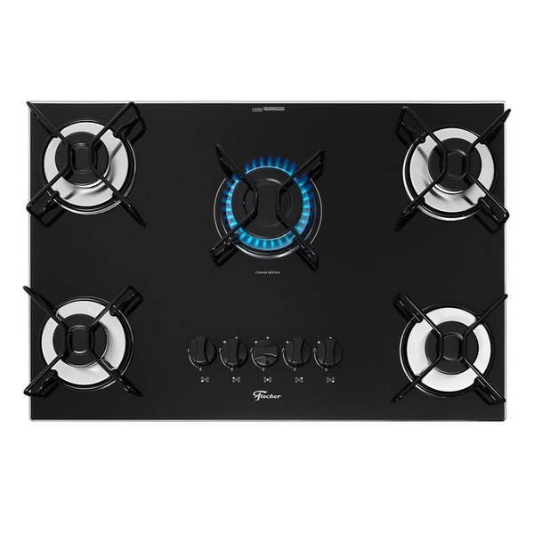 COOKTOP A GÁS FISCHER 5 BOCAS FIT LINE TREMPE ESMALTADA ARAMADO