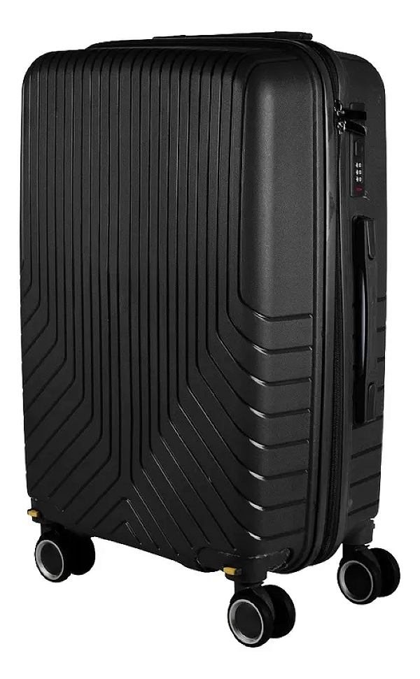 Mala De Viagem De Bordo Polipropileno 10kg Rodas 360° Com Cadeado Embutido Preta