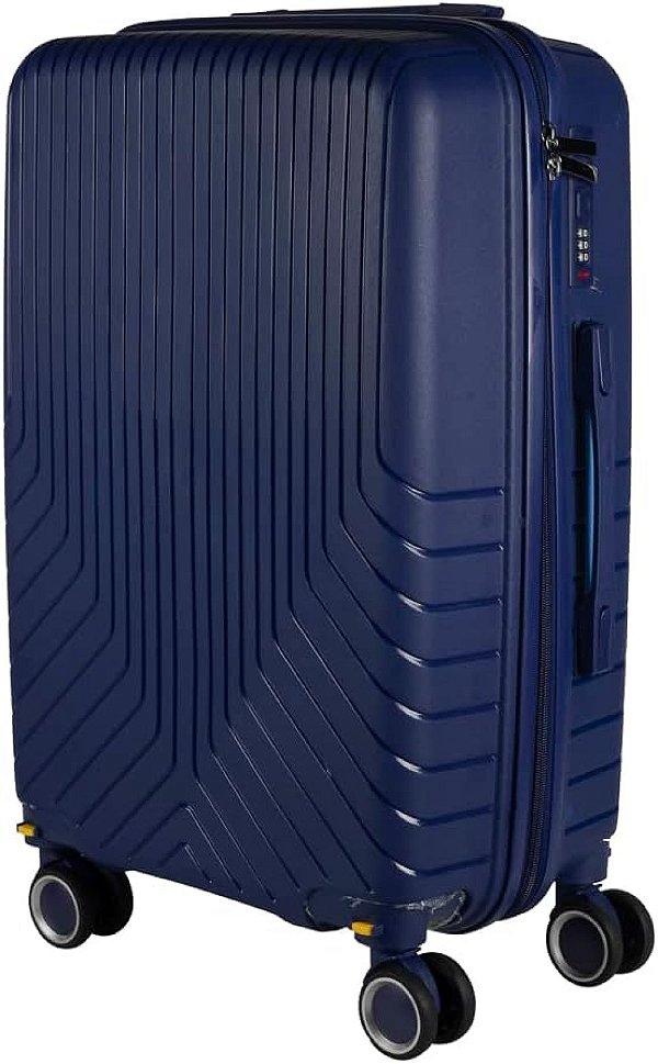 Mala De Viagem De Bordo Polipropileno 10kg Rodas 360° Com Cadeado Embutido AZUL MARINHO