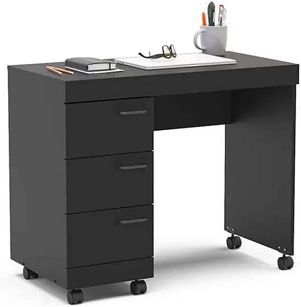 Mesa para Computador 3 Gavetas Osaka Preto - Politorno