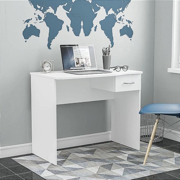 Mesa Escrivaninha Arapeí 1 Gaveta Branco - Politorno