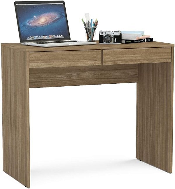 Mesa Escrivaninha Tijuca com 2 gavetas Castanho - Politorno