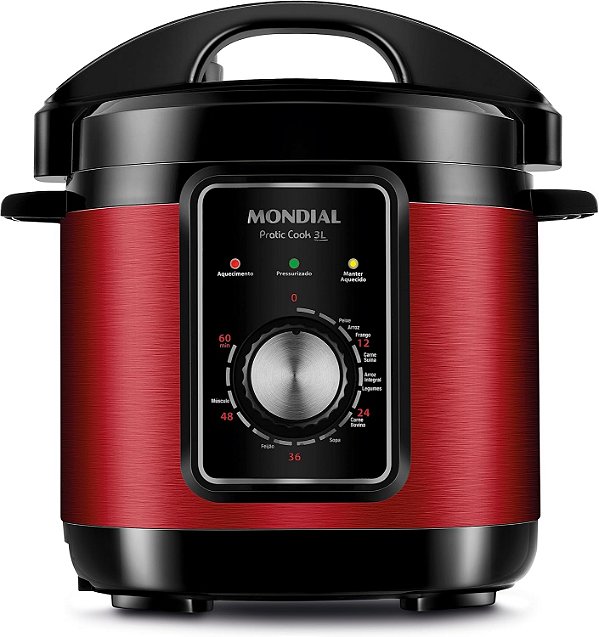 Panela de Pressão Elétrica 3L Mondial Vermelho/Inox 110V