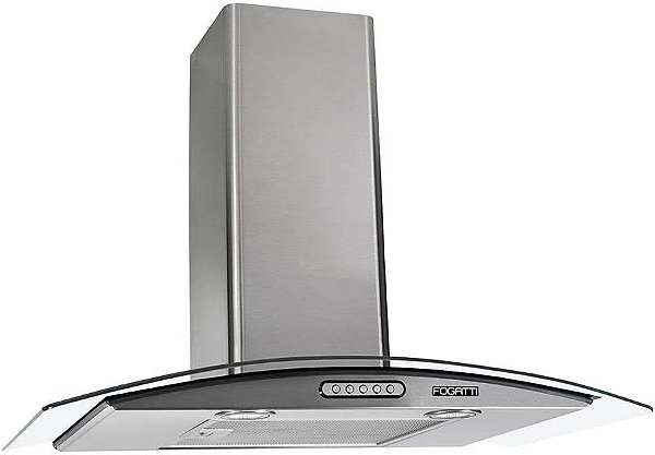 Coifa De Parede Fogatti Vidro Curvo Slim Inox 4 E 5 Bocas 70cm