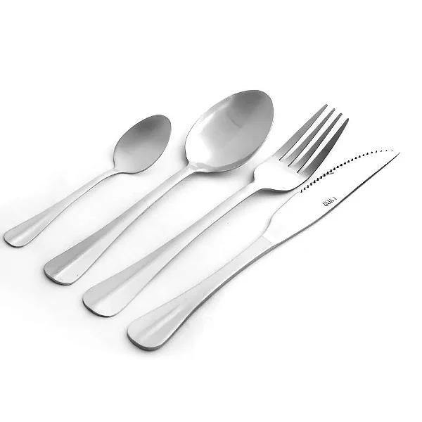 Faqueiro Wolff 24 Peças Aço Inox Positano Lyor Presenteável Cinza