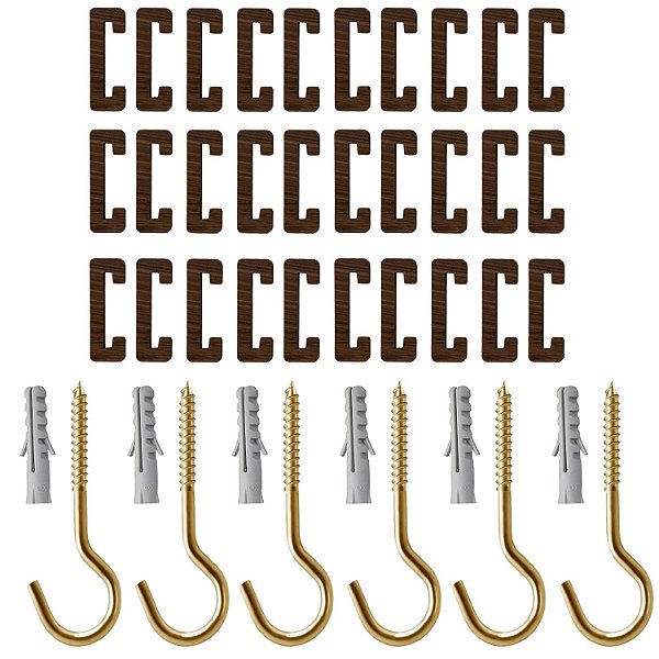 Kit 30 Peças Conector De Placas Elos + 6 Ganchos De Ferro