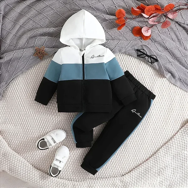 Conjunto colorblock casaco com capuz