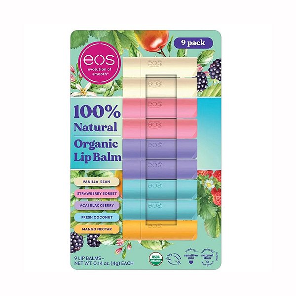 Eos Lip Balm Kit Com 9 Unidades 100% Natural Orgânico