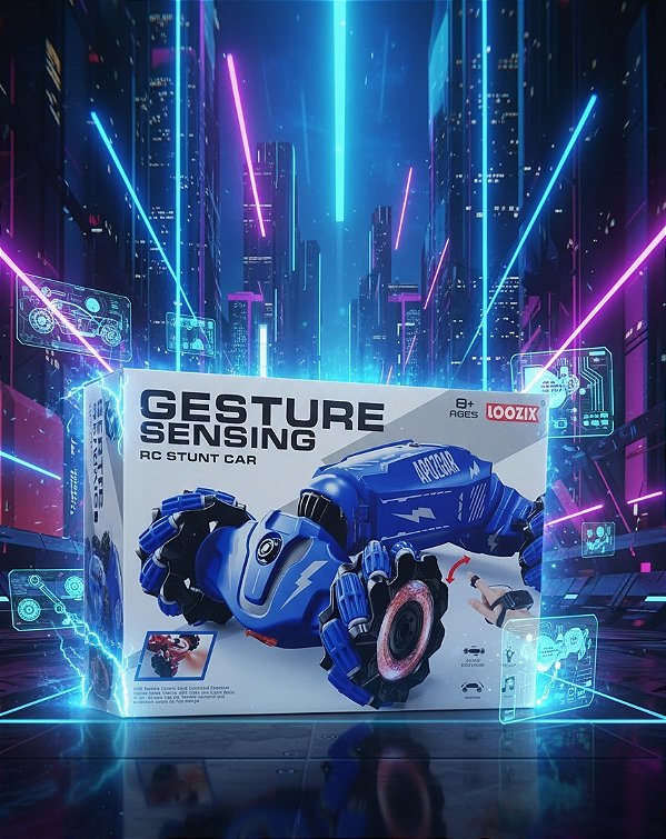 Gesture Sensing RC Stunt Car – Carro de controle remoto acrobático 4WD, com sensor de gesto e rádio frequência 2,4 GHz