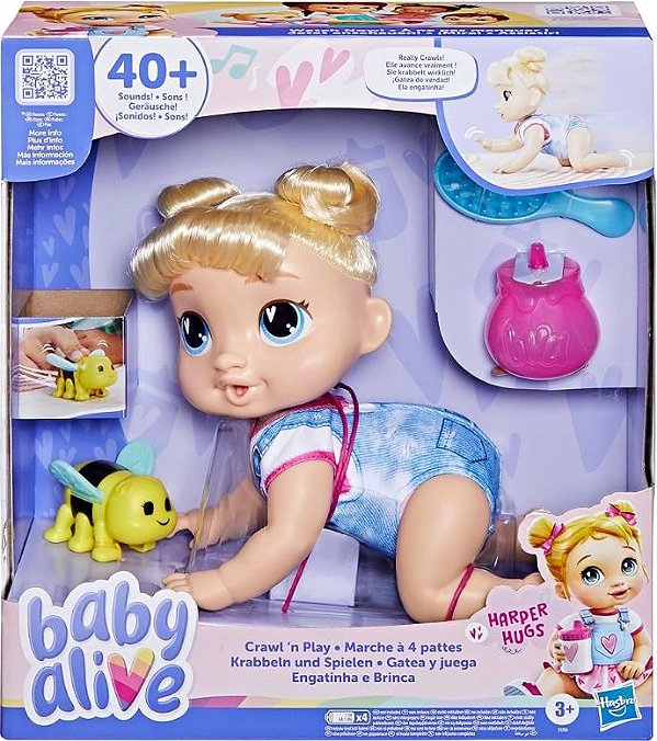 Harper Hugs da linha Baby Alive - “Crawl ’n Play / Engatinha e Brinca